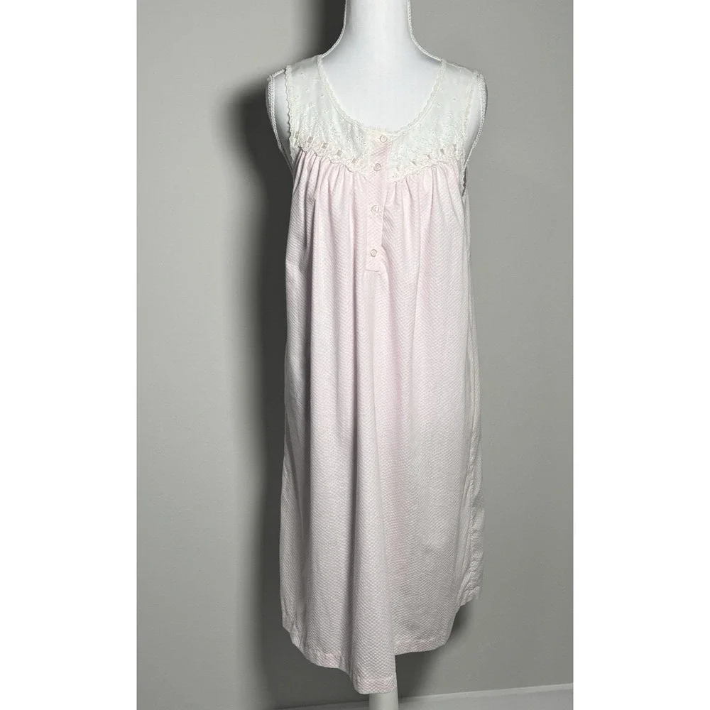 Vtg Carole Pink Seersucker Nightgown Housecoat Set Sz‎ S USA Pocket Cottagecore